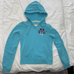 Y2K Vintage Hollister Women's Blue Hoodie Sweater